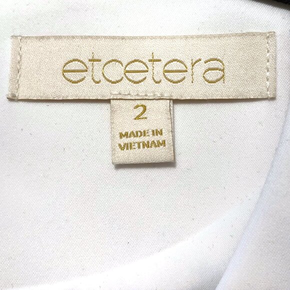 Etcetera Solid White Black Notch Neckline Sleeveless Lined Sheath Dress 2 - Picture 3 of 15